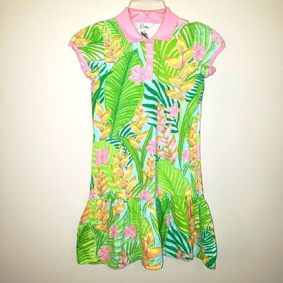 VINTAGE LILLY PULITZER CLASSIC TROPICAL PRINT POLO DRESS SIZE 10 - Picture 1 of 3